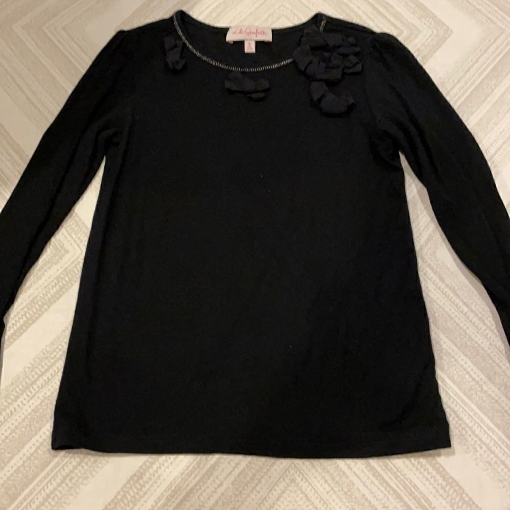 Lili Gaufrette Black L/S Top w/ Embellishments